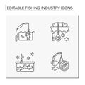 Fishing industry line icons set