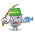 Fishing isolated power plug in the mascot
