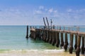 Fishing jetty over seacoast skyline, natural landscape background Royalty Free Stock Photo