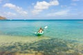 Fishing in a kayak in the windward islands Royalty Free Stock Photo