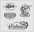 Fishing labels and emblems. Royalty Free Stock Photo