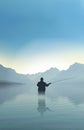 Fishing on lake