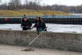 Fishing on lake michigan Royalty Free Stock Photo