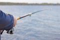 Fishing on a lake or river Royalty Free Stock Photo