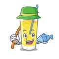 Fishing lemonade mascot cartoon style