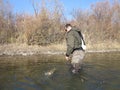 Fishing - lenok trout fishing in Mongolia Royalty Free Stock Photo