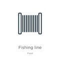 Fishing line icon. Thin linear fishing line outline icon isolated on white background from food collection. Line vector fishing