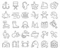 Fishing line icons collection. Thin outline icons pack. Vector illustration eps10 Royalty Free Stock Photo