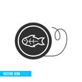 Fishing line reel icon in silhouette flat style isolated on white background. Royalty Free Stock Photo