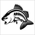 Fishing logo. Bass fish club emblem. Fishing theme vector illustration. Isolated on white. Royalty Free Stock Photo