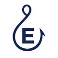 Fishing Logo On Letter E Sign, Fishing Hook Logo Template Royalty Free Stock Photo