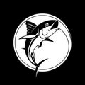 Fishing logo template - Tuna vector sign. Catching tuna on the hook.