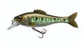 Fishing Lure with Hooks Isolated on White Background, Realistic Fish Design with Green Details, Ideal for Sport Royalty Free Stock Photo