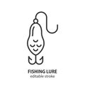 Fishing lure line icon. Editable stroke. Vector illustration Royalty Free Stock Photo