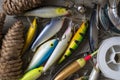Fishing lures and accessories Royalty Free Stock Photo
