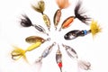 Fishing lures in a circle