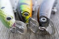Fishing lures close up Royalty Free Stock Photo