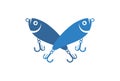 Fishing lures logo icon concept