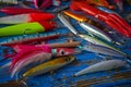 Fishing lures tackle collection minnows Royalty Free Stock Photo