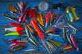 Fishing lures tackle collection minnows Royalty Free Stock Photo