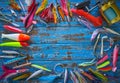 Fishing lures tackle collection minnows Royalty Free Stock Photo