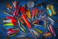 Fishing lures tackle collection minnows Royalty Free Stock Photo