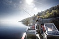 Fishing man in boat