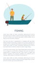 Fishing Man in Motorboat with Rod or Tackle Poster