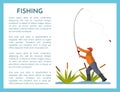 Fishing Poster Title with Man Vector Illustration