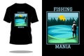 Fishing mania retro t shirt design