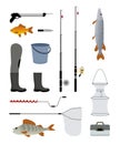 Fishing Manufacturers Icon Set Vector Illustration