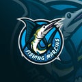 Fishing mascot logo design vector with modern illustration concept style for badge, emblem and t shirt printing. Fishing marlins