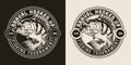 Fishing monochrome round badge Royalty Free Stock Photo