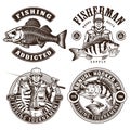 Fishing monochrome vintage emblems Royalty Free Stock Photo