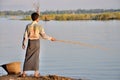 Fishing near the U Bein Bridge