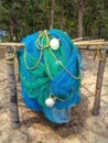 A fishing net on bamboo structure