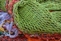 Fishing net on a fishing vessel deck. Royalty Free Stock Photo