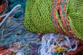 Fishing net on a fishing vessel deck. Royalty Free Stock Photo