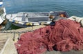 fishing net in the harbour of cetara