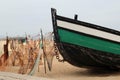 Fishing net and old boat Royalty Free Stock Photo