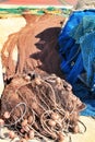 Fishing nets background in the port Royalty Free Stock Photo
