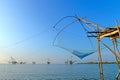 Fishing nets at blue sky background