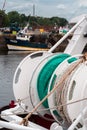 Fishing nets and a fishing boat in Honfleur