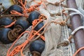 Fishing nets with chains and ropes