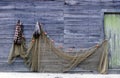 Fishing nets drying under the sun. Fisherman equipment Royalty Free Stock Photo