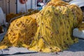 Fishing nets drying under the sun. Fisherman equipment Royalty Free Stock Photo