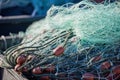 Fishing nets, floats and buoys Royalty Free Stock Photo