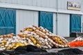 Fishing Nets with Floats and Storage Shed Royalty Free Stock Photo