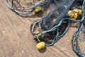 Fishing nets located on a beach Royalty Free Stock Photo