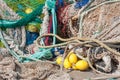 Fishing nets piled Royalty Free Stock Photo